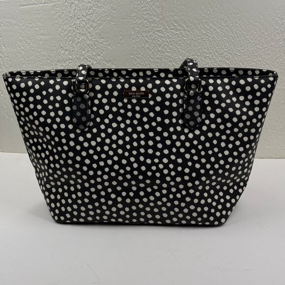 Kate Spade Laurel Way Dally Tote Bag Musicaldot Black White Small Shoulder Bag - Picture 1 of 12
